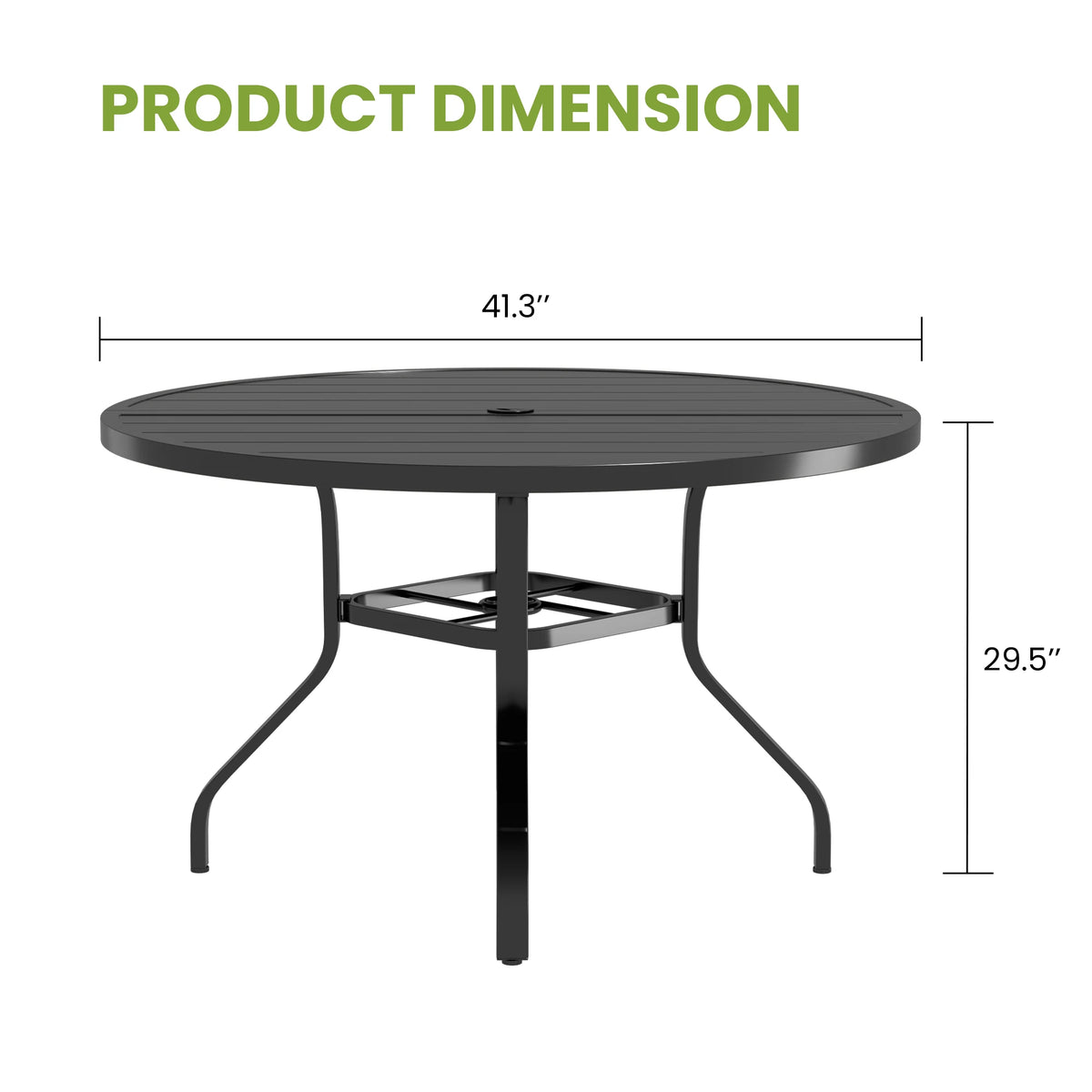 Outdoor Patio Dining Table, 41" Round Patio Table with 1.57" Umbrella Hole, Metal Tables for Patio, Graden, Backyard, Poolside