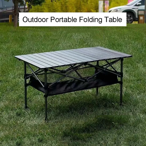2025 Portable Folding Table Camping Table Outdoor Folding Storage Long Table Easy To Install With Net Bag Black Camping Desk