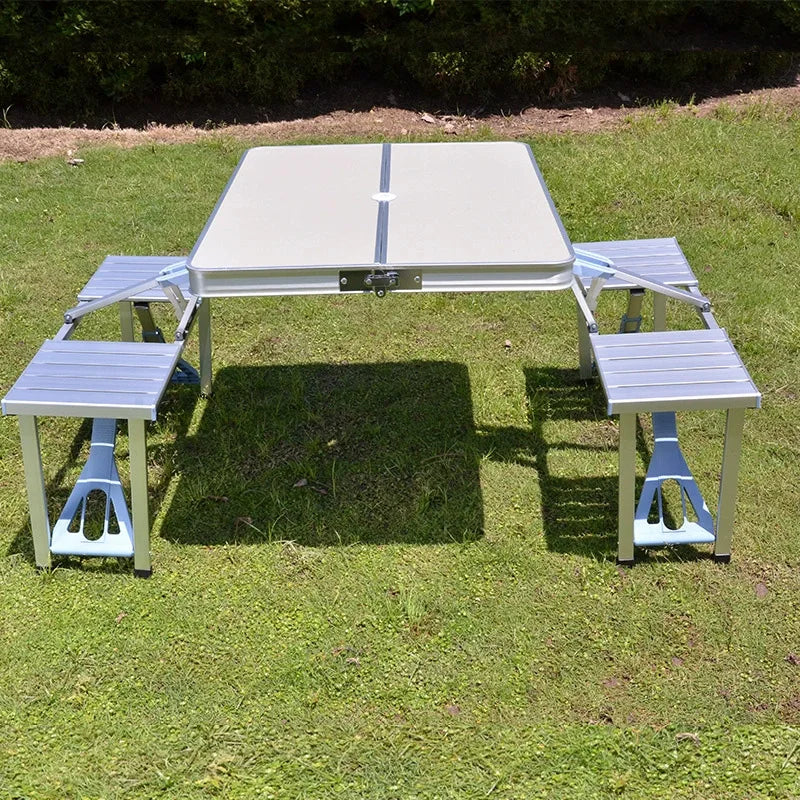 Outdoor Camping Folding Table/Desk And Chair One Table Four Chairs Aluminum Alloy Connected Portable Folding Picnic Table